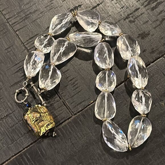 BIG NATURAL ROCKWhite QUARTZ BEADS FACETED TUMBLE GEMSTONE NECKLACE​​​​